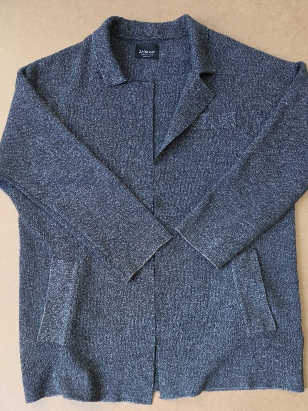 Zara Knit Grey Marl Textured Button-Up Cardigan Size S